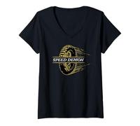 Damen Speed Demon Motorrad Racing Biker Street Rider T-Shirt mit V-Ausschnitt