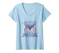 Damen Spider-Man Brand New Day Logo Jumping T-Shirt mit V-Ausschnitt