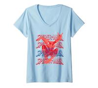 Damen Spider-Man Brand New Day Red and Blue Logo T-Shirt mit V-Ausschnitt