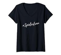 Damen Spielerfrau #Spielerfrau Frau eines Sportlers Spielerfrau T-Shirt mit V-Ausschnitt