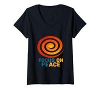 Damen Spiral-Design T-Shirt mit V-Ausschnitt