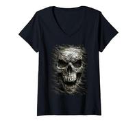 Damen Spirale Original - Camo Reaper - Gothic Reaper T-Shirt mit V-Ausschnitt, Schwarz, XL