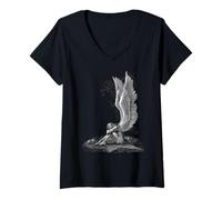 Damen Spirale Original - Ensklavierter Engel - Gothic Angel T-Shirt mit V-Ausschnitt