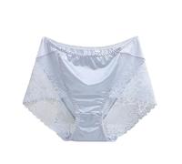 Damen Spitzenstoff Mittlere Taille Hohe Elastizität Hosen Unterwäsche Inkontinenz Slip Damen Bio Bauchweg Slip Baumwolle (Light Blue, XL)