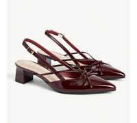 Damen Spitzschuh Plateau-Absatz Mittlerer Absatz Kreuzband Schleife Burgund & Rote Lackleder Peep Zehen High Heels, Elegant für die Arbeit