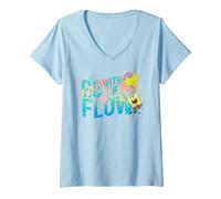 Damen Sponge Bob - Schwammkopf Patrick Go With The Flow T-Shirt mit V-Ausschnitt