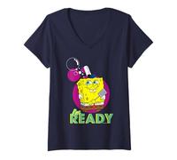 Damen Spongebob Schwammkopf Ready for Work Comedy Show 90s Classic T-Shirt mit V-Ausschnitt