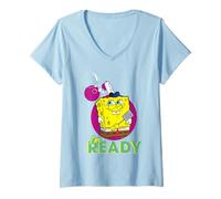 Damen Spongebob Schwammkopf Ready for Work Comedy Show Classic 90er T-Shirt mit V-Ausschnitt