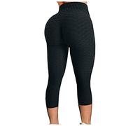 Damen Sport Leggings 3/4 Bauchweg Anti Cellulite Yogahose Atmungsaktiv Elastisch Yogatights Hohe Taille Tights Leggins Hose Radfahren Blickdicht Sportswear Workout V förmige Jogginghose Sportleggins