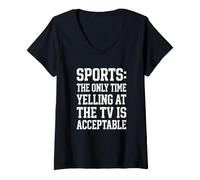 Damen Sportfan Only Time Yelling At TV Acceptable Game Day T-Shirt mit V-Ausschnitt