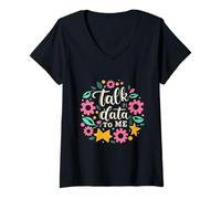 Damen Sprechen Sie Daten mit Mir, versierte Lehrer, Moderne Lernende, schöne Lektionen. T-Shirt mit V-Ausschnitt