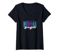 Damen Springfield Ohio USA Retro 90er Jahre Grafik Souvenir T-Shirt mit V-Ausschnitt