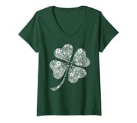 Damen St. Patricks Day Kleeblatt Lustiges St.-Patrick's Day Irland T-Shirt mit V-Ausschnitt