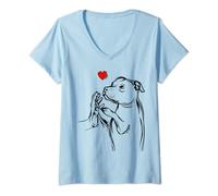 Damen Staffordshire Bullterrier Liebe Frauchen Hunde T-Shirt mit V-Ausschnitt