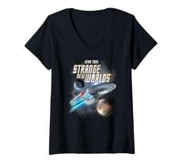 Damen Star Trek Strange New Worlds Enterprise T-Shirt mit V-Ausschnitt