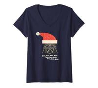 Damen Star Wars Darth Vader Holiday Santa T-Shirt mit V-Ausschnitt, Marineblau, M