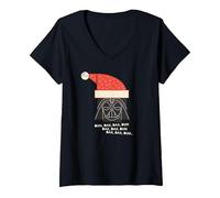 Damen Star Wars Darth Vader Holiday Santa T-Shirt mit V-Ausschnitt, Schwarz, M