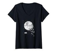 Damen Star Wars Death Star Breaking Up Raumschiff Murmuration Logo T-Shirt mit V-Ausschnitt