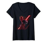 Damen Star Wars Maul Shadow Lord Fear is My Ally Dark Revenge Sith T-Shirt mit V-Ausschnitt