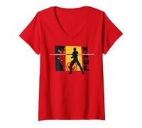 Damen Star Wars Maul Shadow Lord Maul Minimalistic 3 Panel Art T-Shirt mit V-Ausschnitt