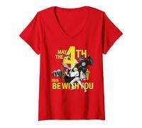 Damen Star Wars May The 4th Be with You 2026 Classic Characters T-Shirt mit V-Ausschnitt