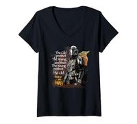 Damen Star Wars The Mandalorian and Grogu Old Protect the Young T-Shirt mit V-Ausschnitt