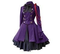 Damen Steampunk Gothic Kleid Europäische und Amerikanische Mittelalterliche Renaissance Vintage Bogen Langarm Rüschenkleid Vintage kleid Langarm 1950er Retro Cocktailkleid Square Kragen Faltenrock