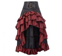 Damen Steampunk Gothic Schwarz Spitze Rock Lang Röcke