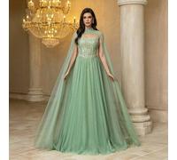 Damen Stehkragen Neue Mode Hochwertige Luxus Schwer bestickte Spitze Flatterärmel Damen Formelle Anlässe Schwere Abendkleider Hochzeitsgast Kleider Ro