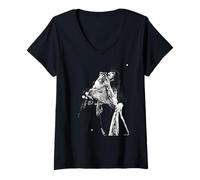 Damen Stephen Tyler Aerosmith Live von Andy Willsher T-Shirt mit V-Ausschnitt