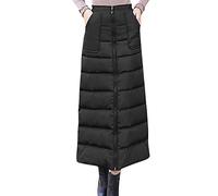 Damen Stepprock Outdoor Warmer, Thermorock Winter Daunenrock Langer Wickelrock Puffer Winddichter Maxi Rock Slim Fit Hohe Taille Schlanken Rock Dicke Warme Lange Einfarbig Skirt Outdoorrock