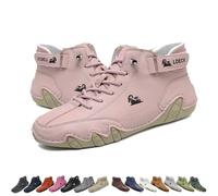 Damen-Stiefel aus italienischem,handgefertigtem Wildleder,Beck Shoes Damen,wasserdicht,rutschfest,leicht,atmungsaktiv,Chukka-Stiefel,Barfußschuhe zum Wandern Spazierengehen(Pink 2,41 EU)