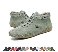 Damen-Stiefel aus italienischem,handgefertigtem Wildleder,Beck Shoes Damen,wasserdicht,rutschfest,leicht,atmungsaktiv,Chukka-Stiefel,Barfußschuhe zum Wandern Spazierengehen(Grün,35 EU)