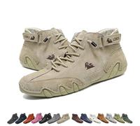 Damen-Stiefel aus italienischem,handgefertigtem Wildleder,Beck Shoes Damen,wasserdicht,rutschfest,leicht,atmungsaktiv,Chukka-Stiefel,Barfußschuhe zum Wandern Spazierengehen(Khaki,36 EU)