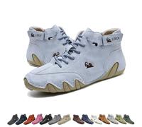 Damen-Stiefel aus italienischem,handgefertigtem Wildleder,Beck Shoes Damen,wasserdicht,rutschfest,leicht,atmungsaktiv,Chukka-Stiefel,Barfußschuhe zum Wandern Spazierengehen(Light blue,38 EU)