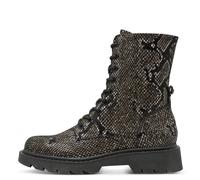Schnürstiefelette TAMARIS, Damen, Gr. 40, schwarz snake, Textil, Reptilienprägung, modisch, Schuhe, Blockabsatz, Schnürboots im trendigen Snake-Look (73369700-40) schwarz snake