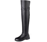 Damen-Stiefel, flach, lässig, Overknee-Stiefel, elegant, Größe 44, Schwarz
