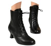 Damen Stiefel Vintage Viktorianische Stiefel, Schnürung, Blockabsatz | für Gothic & Mittelalter, Vintage-Schnürstiefel mit mittelhohem Absatz, Winter-Stiefeletten