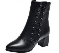 Damen Stiefelette Mit Schnürung Modische Damenmode Einfarbig Kurzer Stiefel Mit Klobigem Absatz Kurze Damenstiefel Mit Klobigem Absatz Sommerstiefeletten Damen Cowboy Boots Damen