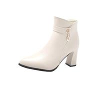 Damen Stiefeletten Booties mit Blockabsatz Retro Kunstleder Anziehen Frauen Ankle Boots Bootie Herbst Winter Stiefel Schneestiefel Stiefelette schwarz Stiefeletten Damen Retro Stiefel Kurze Stiefel