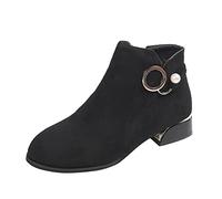 Damen Stiefeletten Casual Chelsea Boot mit Blockabsatz Comfort Pure Farbe Frauen Ankle Boots Bootie Herbst Winter Stiefel Worker Boots Schneestiefel Damen Schuhe Stiefelette Knöchel Schuhe a431