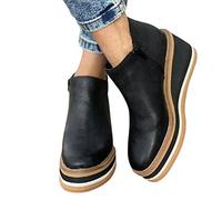 Damen-Stiefeletten, einfarbig, runde Zehenpartie, Keilabsatz, nützlich, Damen-Stiefeletten, einfarbig