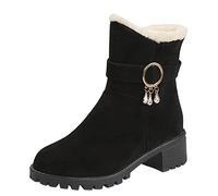 Damen Stiefeletten Elegant Chelsea Boot mit Blockabsatz Comfort Pure Farbe Frauen Ankle Boots Bootie Herbst Winter Stiefel Worker Boots Schneestiefel Damen Schuhe Stiefelette Knöchel Schuhe a406