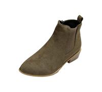 Damen Stiefeletten Zum Hineinschlüpfen Winterstiefel Damen Vintage Stiefeletten Schuhe Mit Fußgewölbeunterstützung Für Damen Mit Seitlichem Reißverschluss Flache Stiefeletten Für (zz-1-Green, 40)