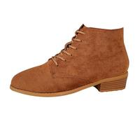 Damen Stiefeletten zum Schnüren aus Wildleder Elegant Kurz High Heels Stiefel Spitze Blockabsatz Chelsea Stiefelette Boots Pumps Halbstiefel Kurze Stiefel Elegante Ankle Boots Stiefel Mit Absatz