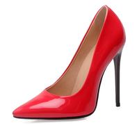 Damen Stiletto Pumps Höhe Ferse Schuhe Pointed Toe Ohne Verschluss Simple Abendschuhe, O78803Yt Rot Gr 43 EU/45Cn