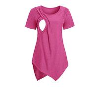 Damen Stillshirt Kurzarm Umstands Nursing T-Shirt Tops Baby-Fußab Druck Schwangere Kurzarm Umstandskleidung Umstandskleid Stillshirts Schwangerschaft Umstandsmode Sommer Tops Umstandstop (Tt2 Red, S)