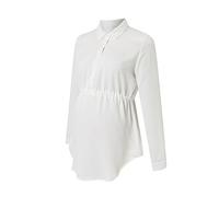Damen Stillshirt Umstandsmode Sommer Hemd Langarm Schwangere Top Rundhalsausschnitt Umstandsbluse Umstandstop Langarmshirt Schwangerschafts Top Oberteil Stilltop Umstands Hemd (White, L)