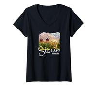 Damen Stowe Vermont Souvenir/Stowe T-Shirt mit V-Ausschnitt