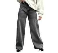 Damen Straight Leg High Waist Baggy Denim Jeans Loose Boyfriend Casual Stretchy Jeans, C-grau, XX-Large